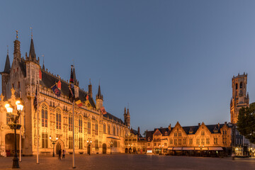 Fototapeta na wymiar Typical architecture by night in Bruges in Belgium