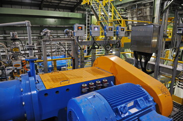 Pavlodar region, Kazakhstan - 12.10.2015 : Generators and pipes at a sulfide ore and copper...
