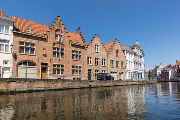 Fototapeta na wymiar Typical canal and architecture in Bruges in Belgium