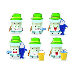 A fisherman tuica cartoon picture catch a big fish. Vector illustration