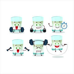 A healthy tuica cartoon style trying some tools on Fitness center. Vector illustration