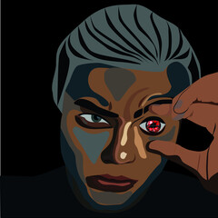 illustration of a cartoon hero of the near future in vector