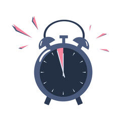 The alarm is ringing. The up arrow shows the wake-up time. Signal alarms and warnings. Business concept for countdown, ring alarm or time limit. The clock is on the last minute. Vector illustration.