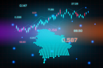 Stock market background or forex trading business graph chart for financial investment concept of Serbia map. business idea and technology innovation design.