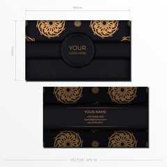Obraz na płótnie Canvas Black luxury Business cards. Decorative business card ornaments, oriental pattern, illustration.