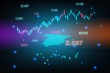 Stock market background or forex trading business graph chart for financial investment concept of Spain map. business idea and technology innovation design.