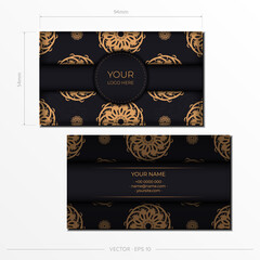Obraz na płótnie Canvas Black luxury business cards template. Decorative business card ornaments, oriental pattern, illustration.