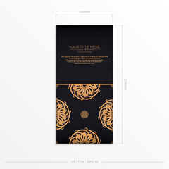 Luxury black rectangular invitation card template with vintage abstract ornament. Elegant and classic vector elements ready for print and typography.