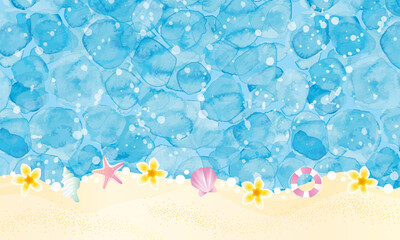 夏の青いリゾート 背景イラスト Wall Mural Wallpaper Murals ヨーグル