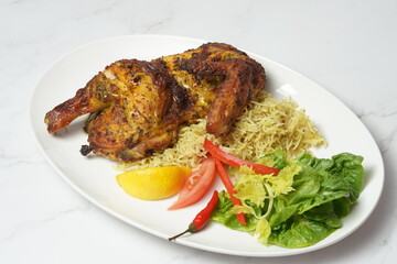 Roasted chicken with rice