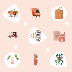 home and decoration icon set