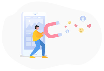 Attract or increase social media user's interaction, feedback, likes. Bring new customers to your smm page. Modern vector illustration