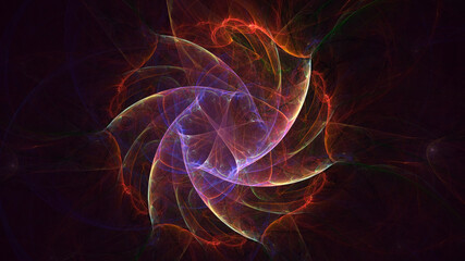 3D rendering abstract multicolor fractal light background