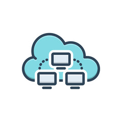 Color illustration icon for cloud computing