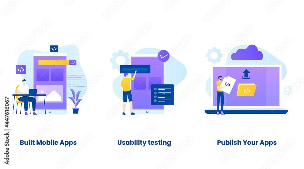 Canvas Prints mobile apps development concept vector illustration set. illustrations for websites, landing pages, 