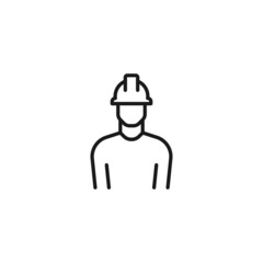 Line icon of faceless builder in hard hat