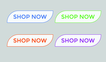 set shop now text web buttons, sign icon label, colorful shape, gradient color