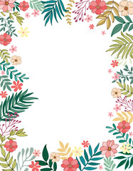 Fototapeta na wymiar frame flower Spring background with beautiful. flower background for design. Colorful background with tropical plants. Place for your text.