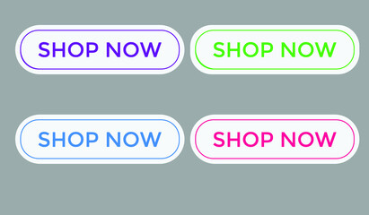 set shop now text web buttons, sign icon label, colorful shape, gradient color