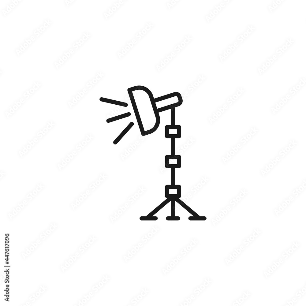 Poster line icon of simple camera with lens and buttons