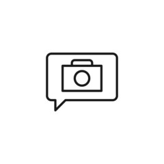 Line icon of photocamera in rounded rectangle on computer