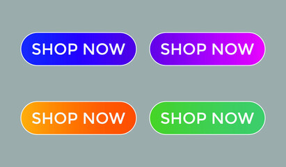 set shop now text web buttons, sign icon label, colorful shape, gradient color