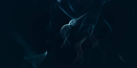 Cyber big data flow. Network line connect stream. Concept of AI technology, digital communication, science research, 3D illustration, Block chain data fields.