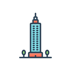 Obraz premium Color illustration icon for skyscraper 