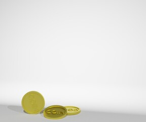gold coins in white background for saving cash money