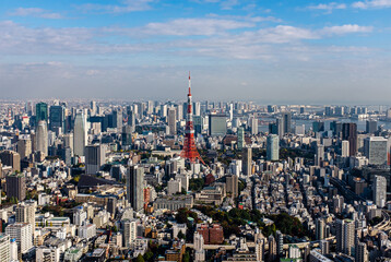 Fototapeta na wymiar Aerial view of Tokyo skyline