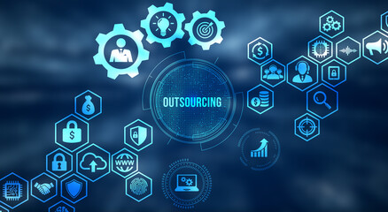 Internet, business, Technology and network concept. Outsourcing Human Resources