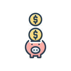 Obraz premium Color illustration icon for piggy bank