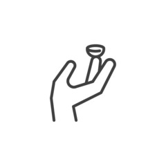 Contact lens on a finger line icon