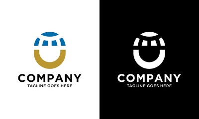 modern U letter logo, world globe logo. © smith