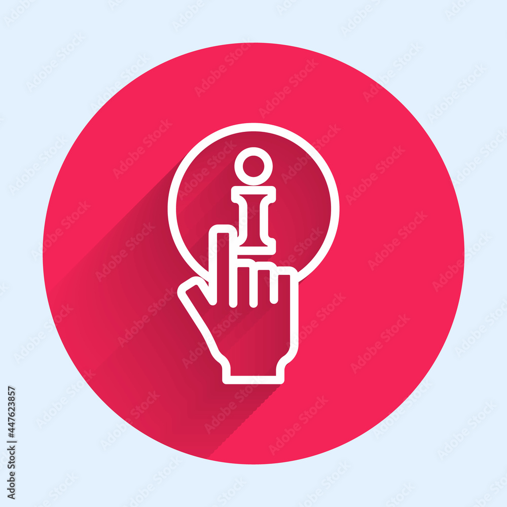 Poster white line information icon isolated with long shadow. red circle button. vector