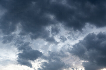 Sky background to replace, cloudy sunset, sunrise with rays, scenic clouds