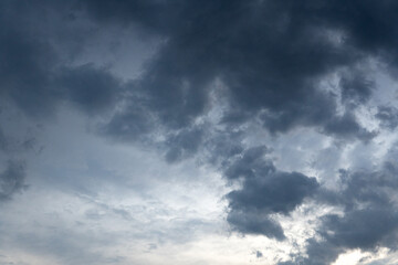 Fototapeta premium Sky background to replace, cloudy sunset, sunrise with rays, scenic clouds