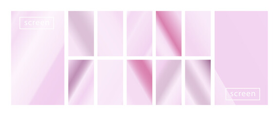 Fototapeta premium Mobile screen lock display collection of colorful backgrounds in trendy neon colors. Modern screen vector design for mobile app. Soft color abstract pastel holographic gradients. Swatches for design