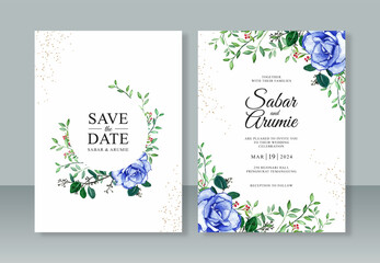 beautiful wedding invitation with rose flower painting watercolor