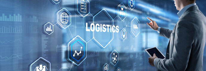 Logistic network distribution and transport concept. Goods delivery