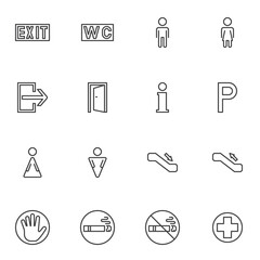 Public navigation line icons set