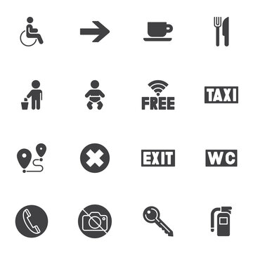 Public navigation service vector icons set