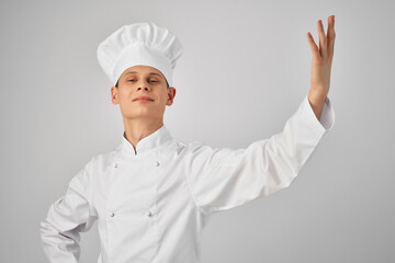 chef gesturing with his hands professional cooking