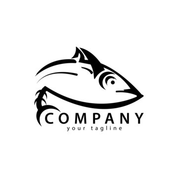 Tuna fish logo template. creative vector isolated on a white background