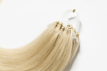 Micro loop ring beads straight blonde human hair extensions 