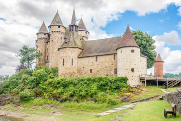 Fototapeta na wymiar View at the Castle of Val at the Bank of Dordogne river - France