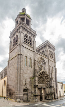 View at the Church of Notre Dame de Marthuret in Riom ,France