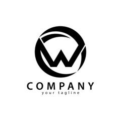 Fototapeta premium Letter W, W logo template with circle