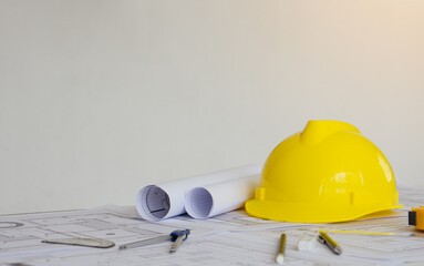 Image of engineering objects on workplace.engineer tools.