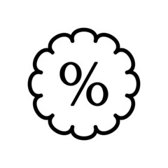 Discount icon. Offer pictogram for web. Line stroke. Percentage tag isolated on white background. Outline vector eps10
